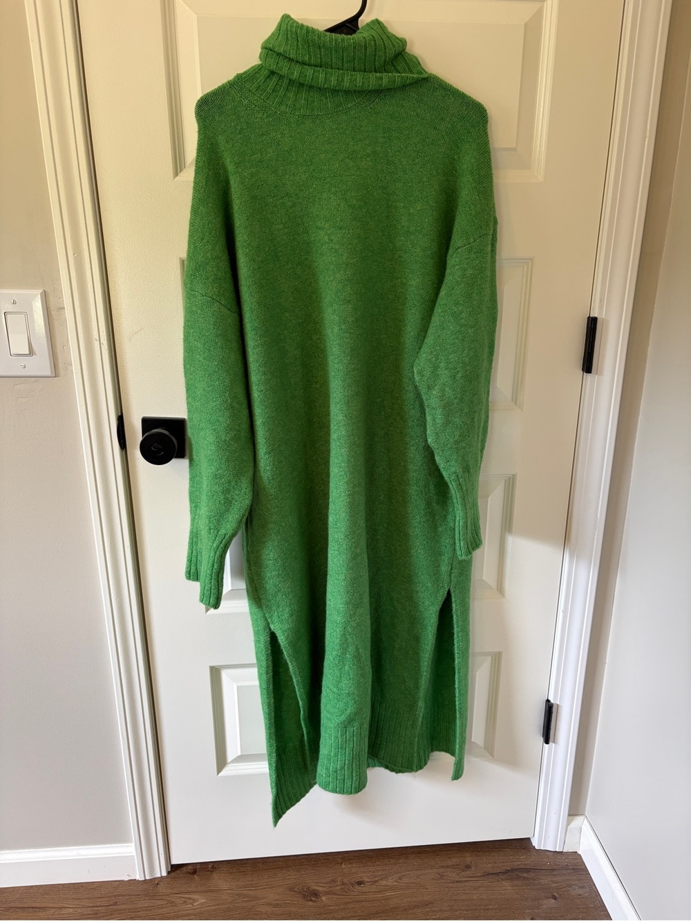 Oversized Green Turtleneck Sweater Dress - Picture 1 of 2